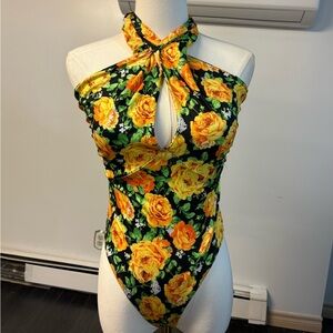 Zara Floral Halter Neck Bodysuit